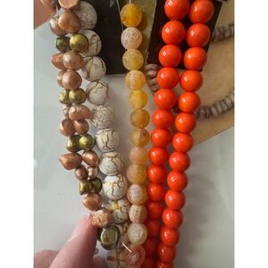 Bead Gallery Bead Treasures Jewelry Making Lot Glass Stone Shell Orange White